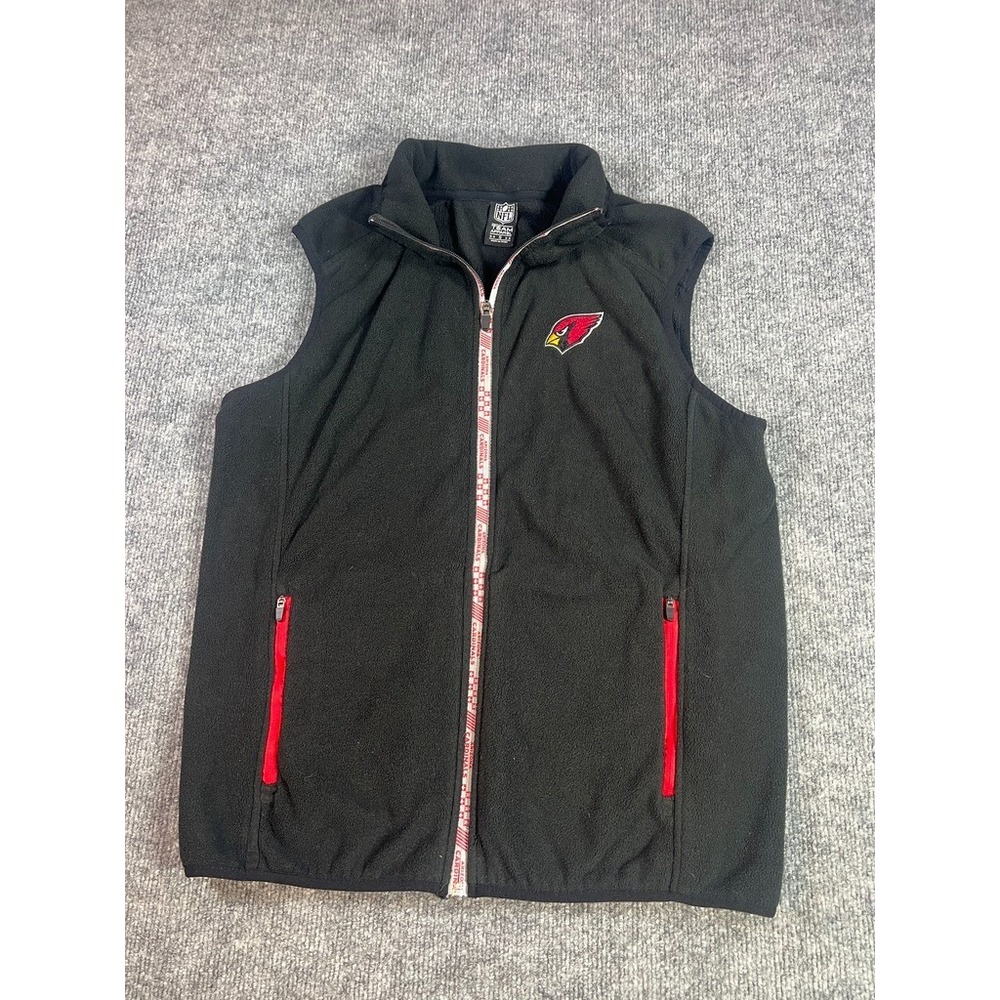 Arizona Cardinals NFL Team Apparel Fleece Vest Men S Black Red Full Zip Gameday